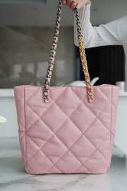 Chanel Shopping Bag 19 With Gold Buckle In Pink 30x37x10cm - 2