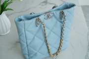 Chanel Shopping Bag 19 With Silver Buckle In Blue 30x37x10cm - 6