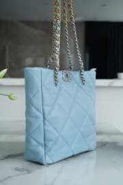 Chanel Shopping Bag 19 With Silver Buckle In Blue 30x37x10cm - 4