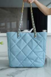 Chanel Shopping Bag 19 With Silver Buckle In Blue 30x37x10cm - 3