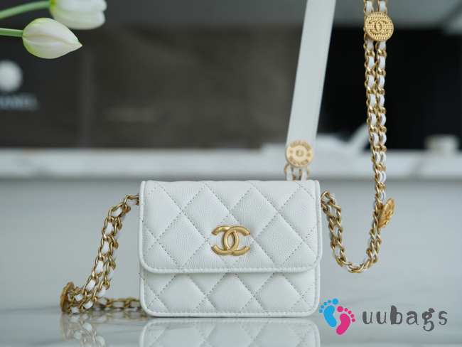 Chanel Mini Woc 22A With gold Hardware In White 12.3x9x3.2cm  - 1