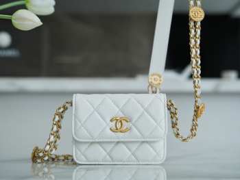 Chanel Mini Woc 22A With gold Hardware In White 12.3x9x3.2cm 