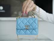 Chanel 22s Small Top Handle With Silver Buckle In Blue 9.5×13×6cm - 2