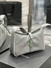 YSL gray green silver buckle Le 5 A7 gold buckle with white edge nylon 25x15x6cm - 6