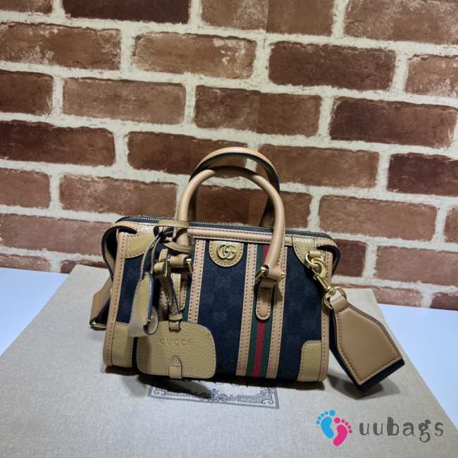 Exquisite Gucci brown & blue top handle bag 27x18x14cm - 1