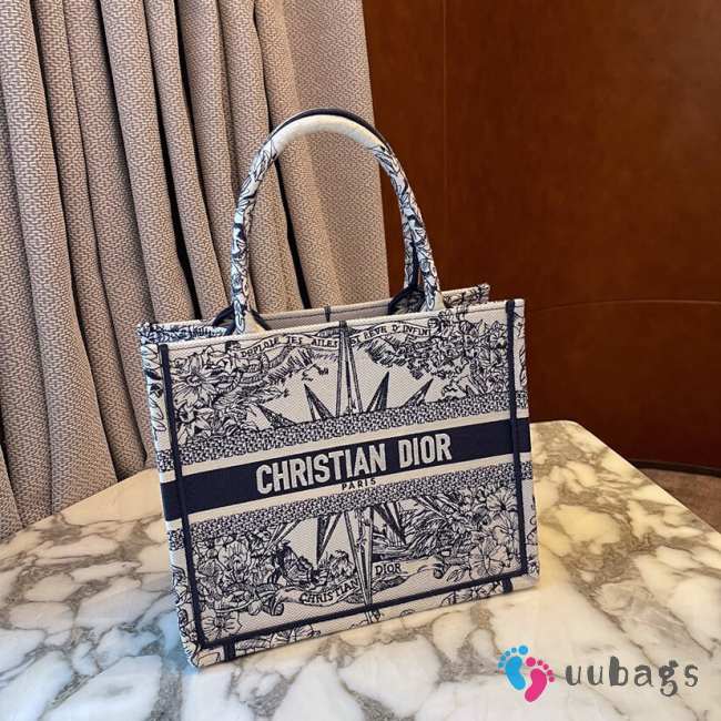 Dior Book Tote Blue Embroided Bag 26.5cm - 1