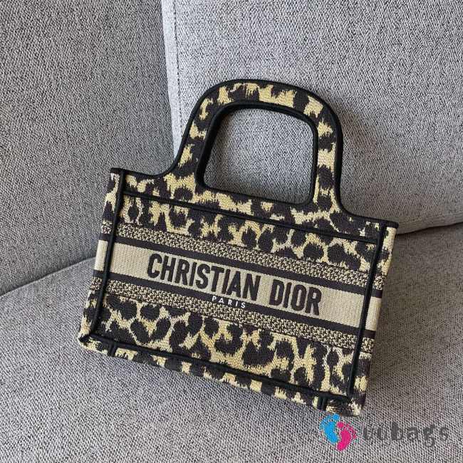 Dior Mini Book Tote Leopard Pattern Embroided Bag 22.5cm - 1