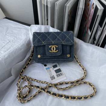 Chanel Small Denim Flap Bag 10x12cm