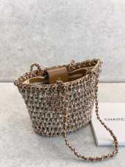 Chanel Crochet Shopping Bag In Brown 20x36x12cm - 4