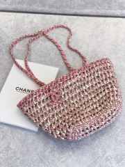 Chanel Crochet Shopping Bag In Pink 20x36x12cm - 1