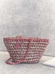 Chanel Crochet Shopping Bag In Pink 20x36x12cm - 5