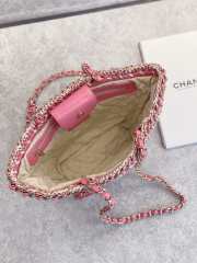 Chanel Crochet Shopping Bag In Pink 20x36x12cm - 3