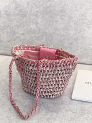 Chanel Crochet Shopping Bag In Pink 20x36x12cm - 2