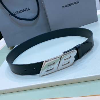 Balenciaga belt black calfskin with silver buckle width 3.4cm