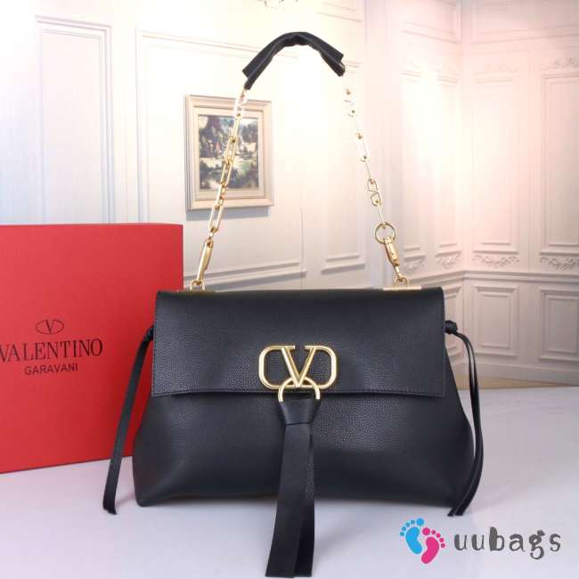 Valentino Garavani Vring In Black With Gold Buckle 30x22x12cm - 1