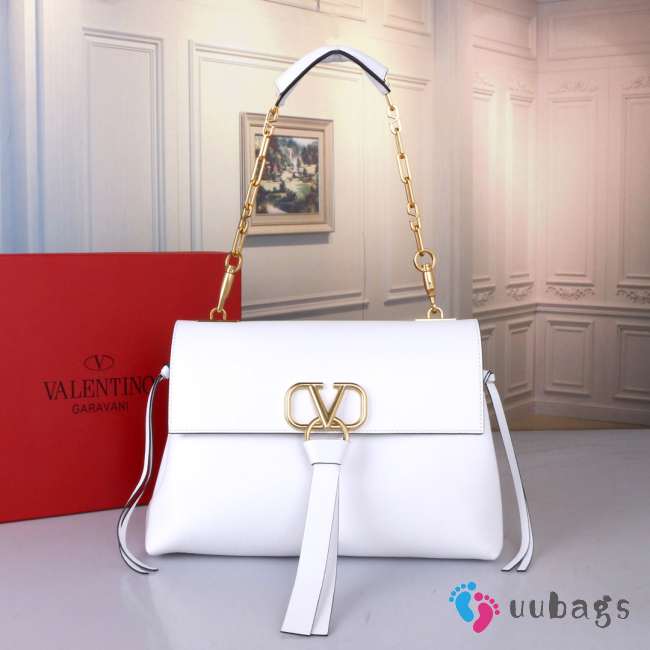 Valentino Garavani Vring In White With Gold Buckle 30x22x12cm - 1