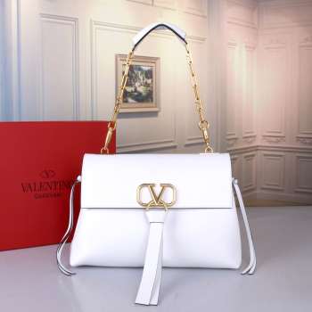 Valentino Garavani Vring In White With Gold Buckle 30x22x12cm