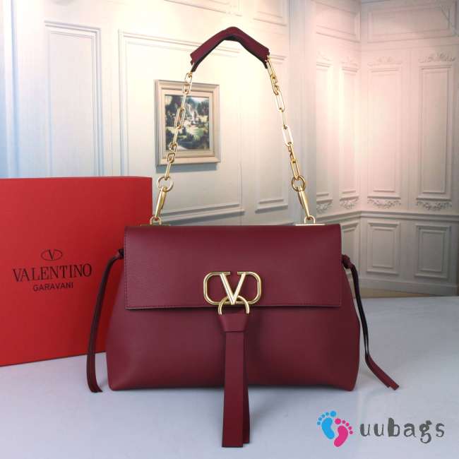 Valentino Garavani Vring In Red With Gold Buckle 30x22x12cm - 1