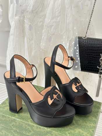 Gucci high heeled sandal in full black 12cm