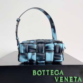 Bottega Veneta Brick Cassette Bag In Blue & Black 25x12x12cm