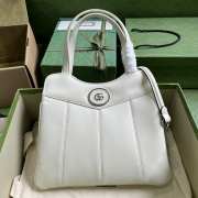 Gucci Petite GG Leather Tote Bag In White 28x21x6.5cm - 1