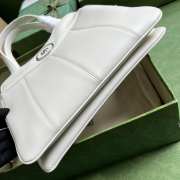 Gucci Petite GG Leather Tote Bag In White 28x21x6.5cm - 3