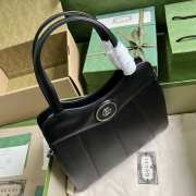 Gucci Petite GG Leather Tote Bag In Black 28x21x6.5cm - 2