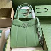 Gucci Petite GG Leather Tote Bag In Green 28x21x6.5cm - 1