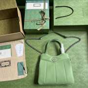 Gucci Petite GG Leather Tote Bag In Green 28x21x6.5cm - 6