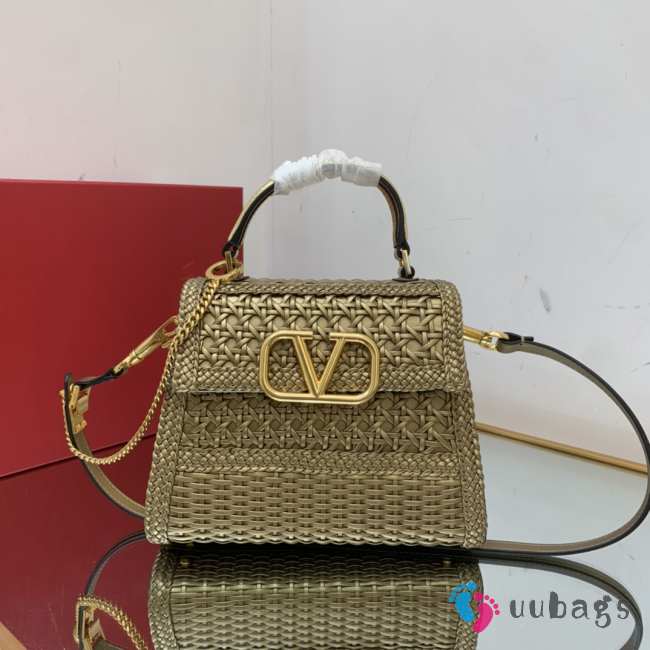 Valentino tote bag with golden buckle in beige 22x17x9cm - 1