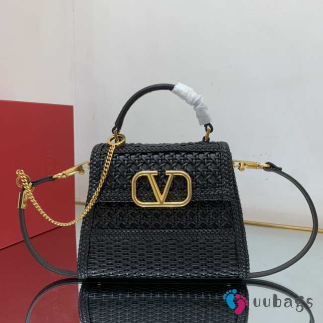 Valentino tote bag with golden buckle in black 22x17x9cm - 1