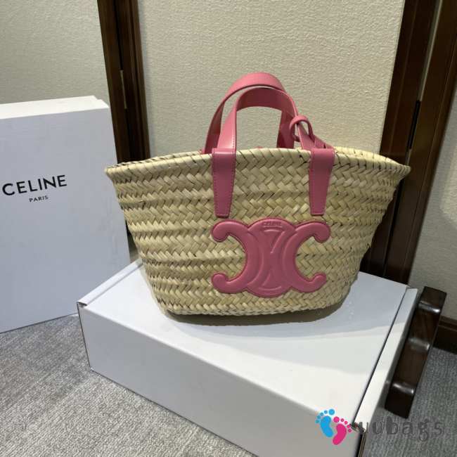 Celine Pink Triomphe Classic Panier In Palm 19x20x10cm - 1