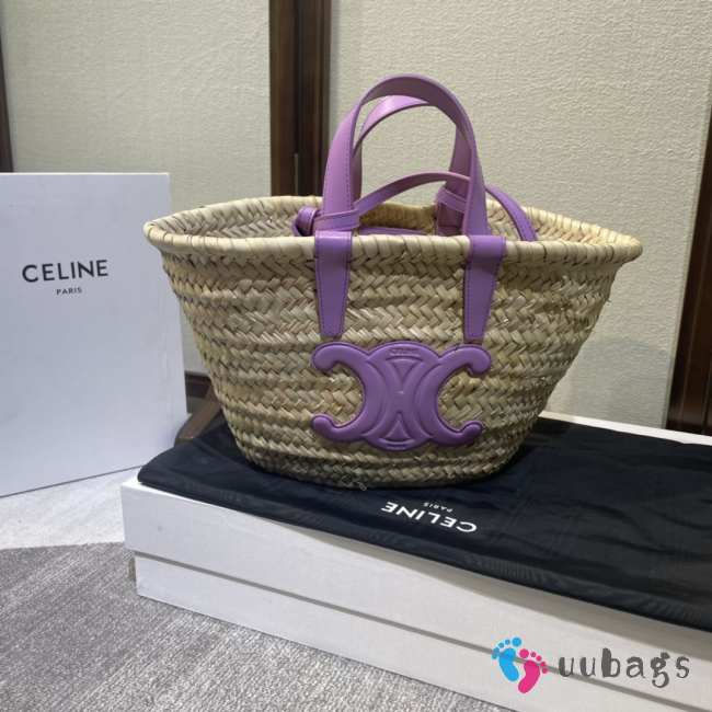 Celine Purple Triomphe Classic Panier In Palm 19x20x10cm - 1