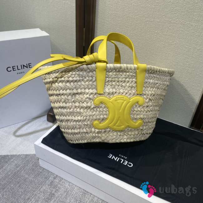 Celine Yellow Triomphe Classic Panier In Palm 19x20x10cm - 1