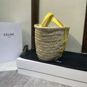 Celine Yellow Triomphe Classic Panier In Palm 19x20x10cm - 3