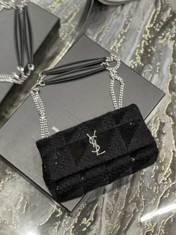 YSL Jamie Medium Sequin Wool Black Bag 25x15x7.5cm