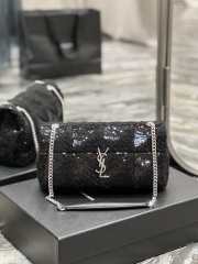 YSL Jamie Medium Sequin Wool Black Bag 25x15x7.5cm - 5