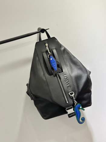 Loewe Debossed leather backpack in black 40x20x50cm