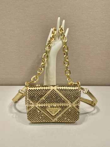 Prada handbag new gold 17x11.5x6.5cm