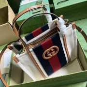 Gucci double G mini tote bag in brown canvas 22.5x18.5x11cm - 5