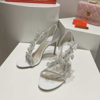 Rene Caovilla Floriance High Heels In White 9.5cm