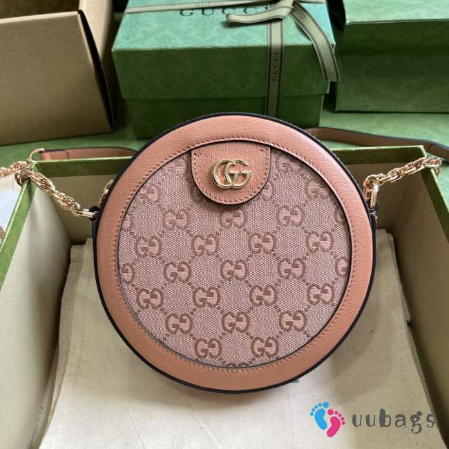 Gucci Ophidia GG mini round bag in pink 18x18x4.5cm - 1