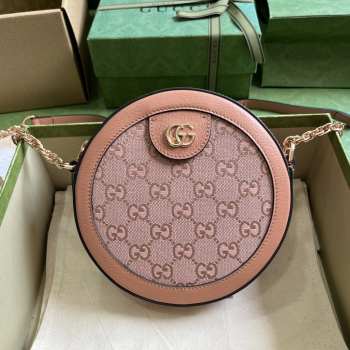 Gucci Ophidia GG mini round bag in pink 18x18x4.5cm