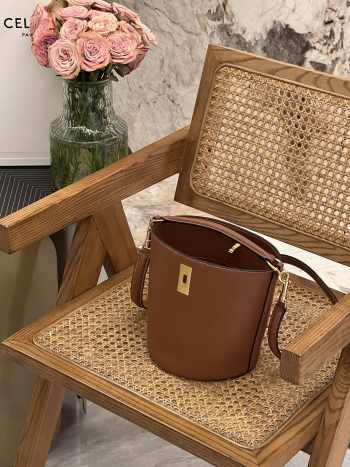 Celine teen bucket in brown 16x18x16cm