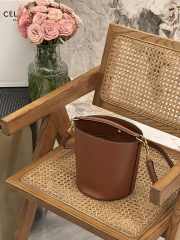 Celine teen bucket in brown 16x18x16cm - 5