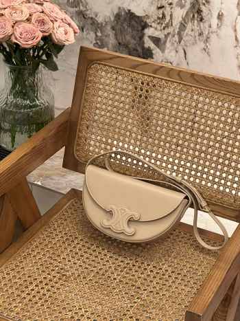 Celine triomphe moon bag in beige 23x13.5x6cm