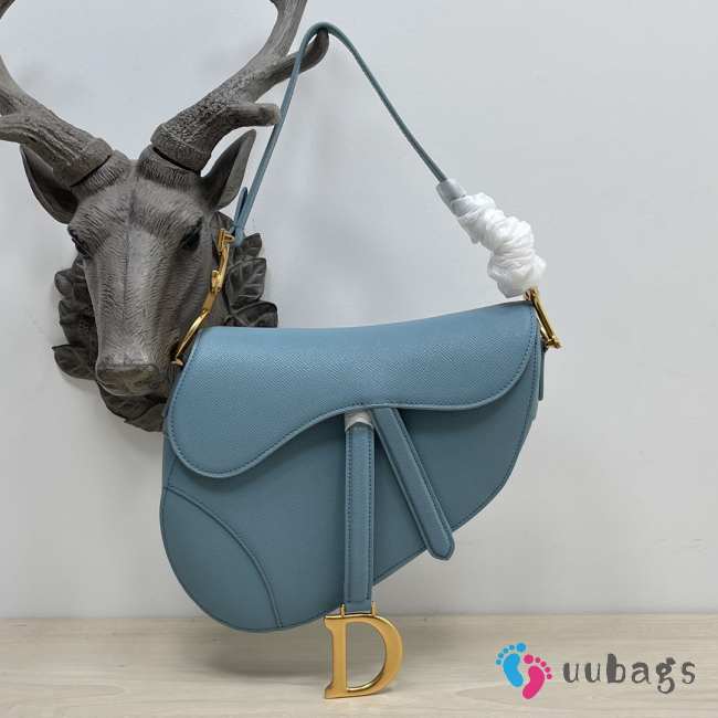 Dior saddle in blue with gold buckle 24×6×18cm - 1