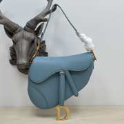 Dior saddle in blue with gold buckle 24×6×18cm - 1