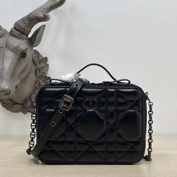 Dior caro in black with silver buckle 18×5×13cm