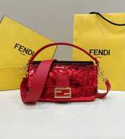 Fendi Baguette red sequin and leather bag 27x6x15cm - 1